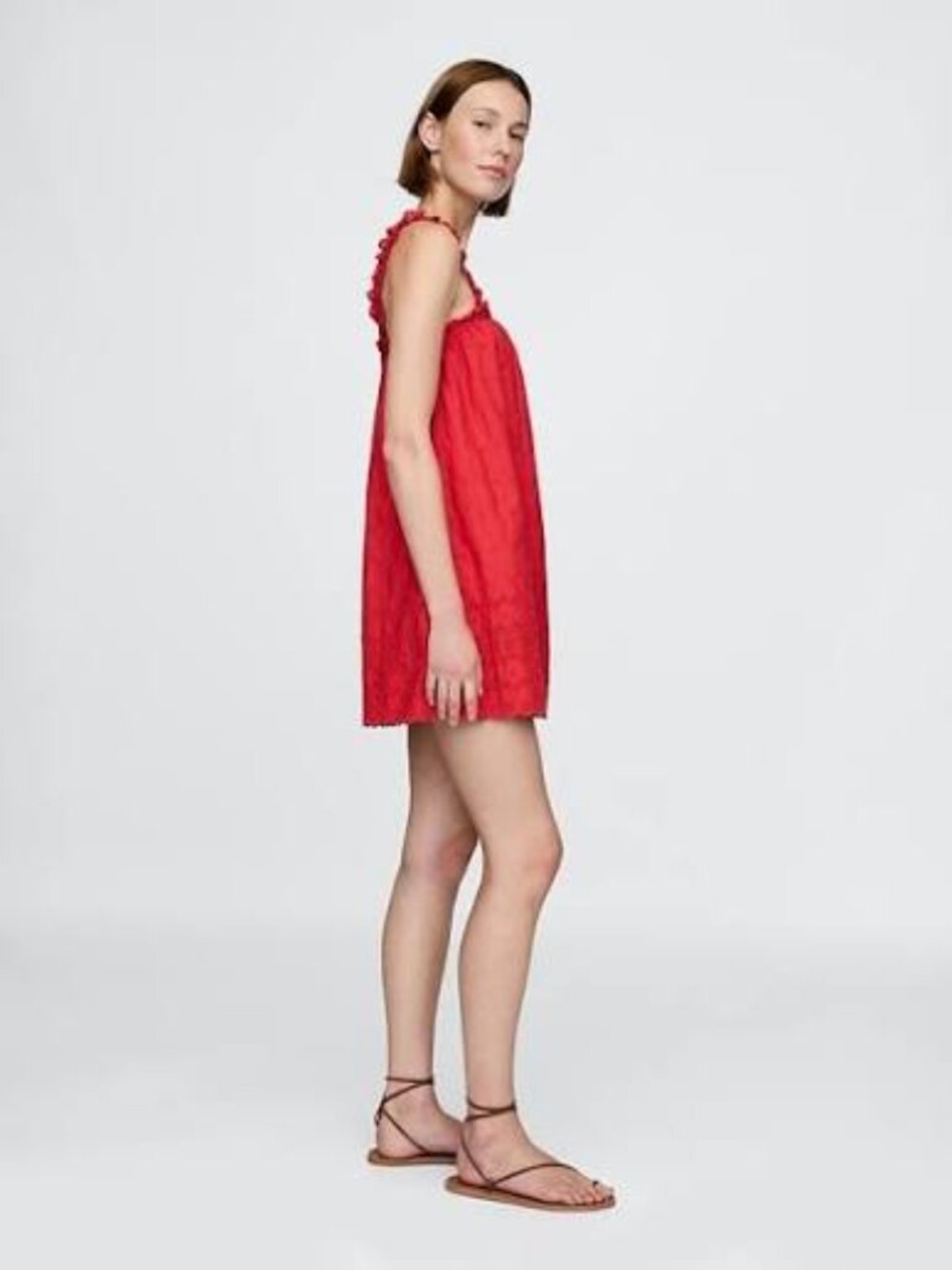 Doen x Gap red eyelet shift mini dress - Picture 2 of 7